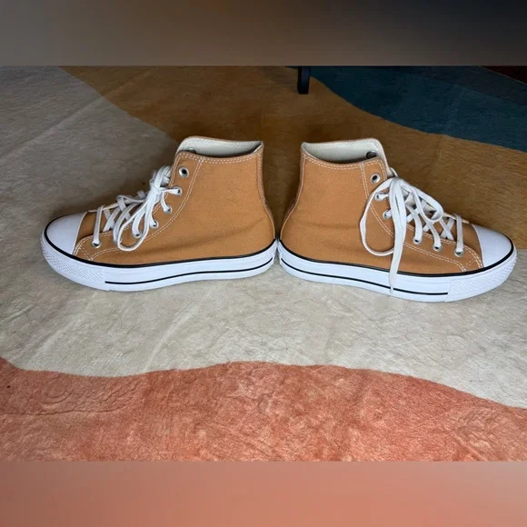 Converse High-Top Sneakers in mustard yellow/orange and White platform - Picture 4 of 8